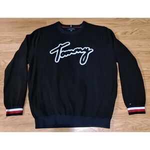 Tommy Hilfiger Long Sleeve Navy Logo Sweater Mens Spell Out Preppy Y2K XXL